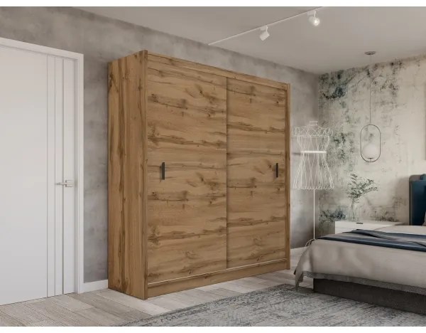Šatní skriňa SAPHIRA 203x215 cm s posuvnými dverami dub wotan