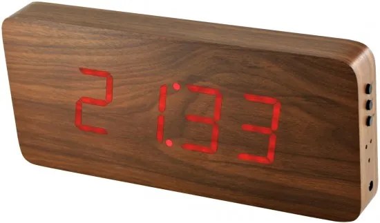 Digitálny LED budík/ hodiny MPM s dátumom a teplomerom 3672.50, red