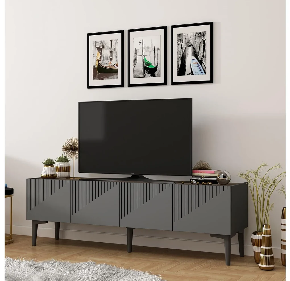 TV stolík/skrinka Tomune 4 (antracit + orech) . Vlastná spoľahlivá doprava až k Vám domov. 1095230
