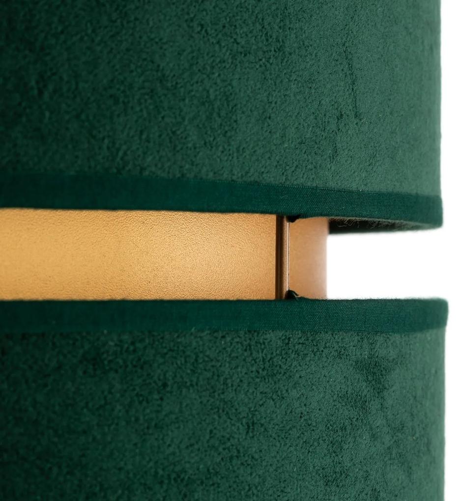 Stropné svietidlo Duo z textilu zelená/zlatá Ø40cm