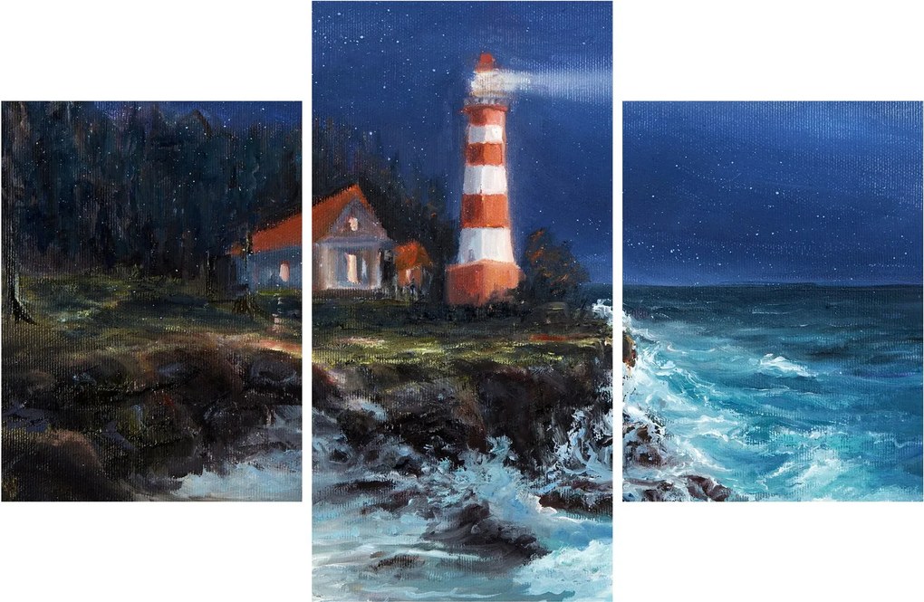 Obraz - Maják na brehu oceánu, aquarel (90x60 cm)
