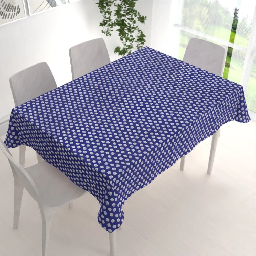 Biante Bavlnený obdĺžnikový obrus Sandra SA-214 Biele bodky na modrom 130x220 cm