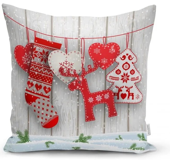 Súprava 4 vianočných obliečok na vankúš a behúň na stôl Minimalist Cushion Covers Snowflakes