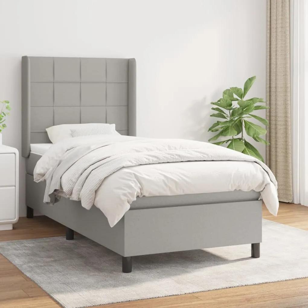 Boxspring posteľ s matracom bledosivý 100x200 cm látka 3131409