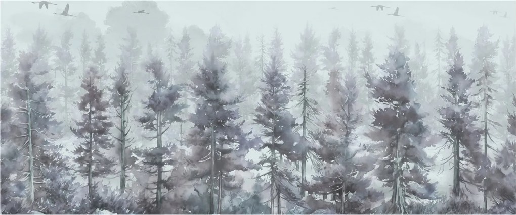 Obraz - Borovicový les II., aquarel (120x50 cm)