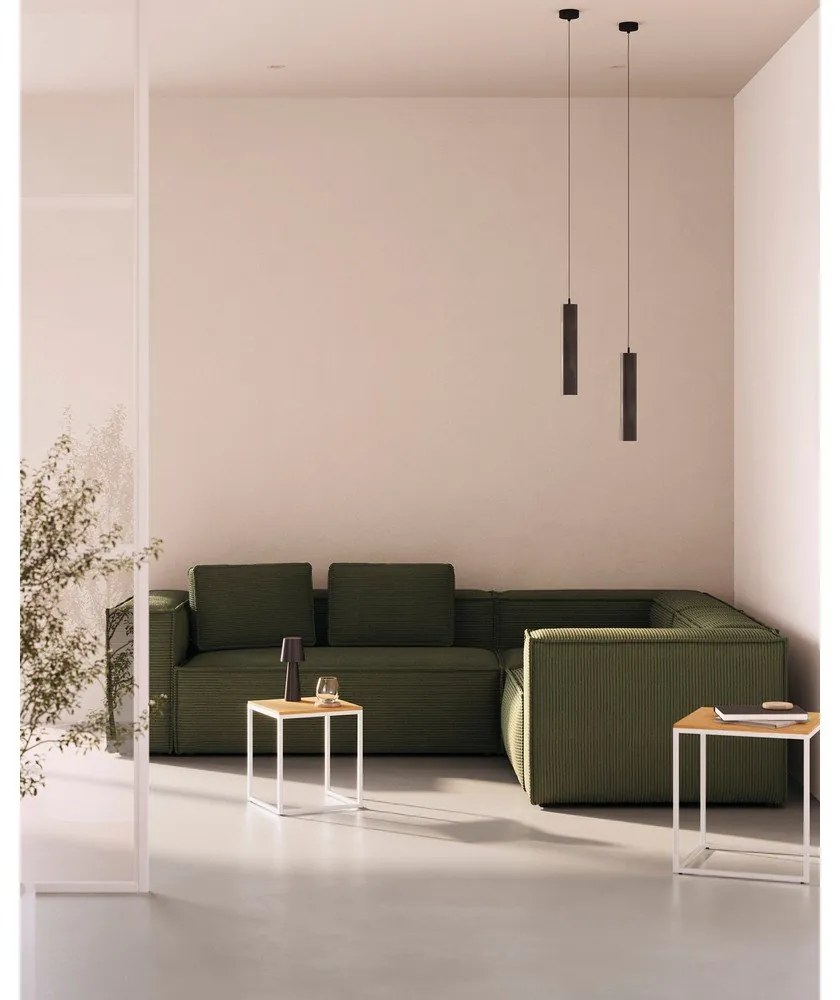 Zelený menčestrový vankúš na gauč Blok – Kave Home