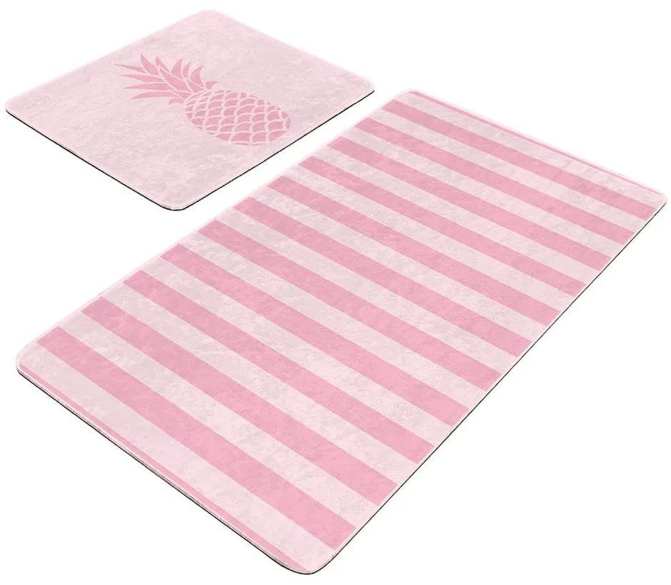 Ružové zamatové kúpeľňové predložky v súprave 2 ks 60x100 cm – Mila Home