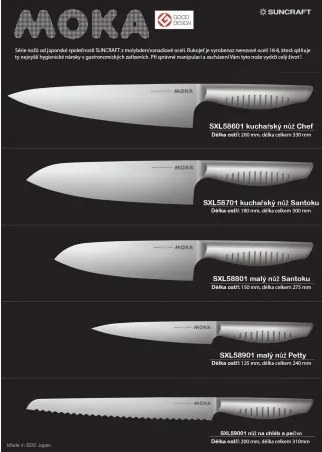 nůž na chléb a pečivo (Bread) 200mm - Suncraft MOKA, japonský kuchyňský nůž