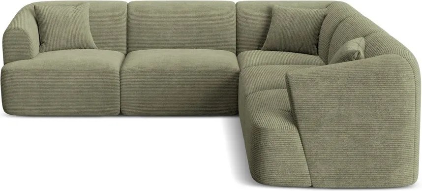 Zelená menčestrová rohová pohovka Campi – Cosmopolitan Design