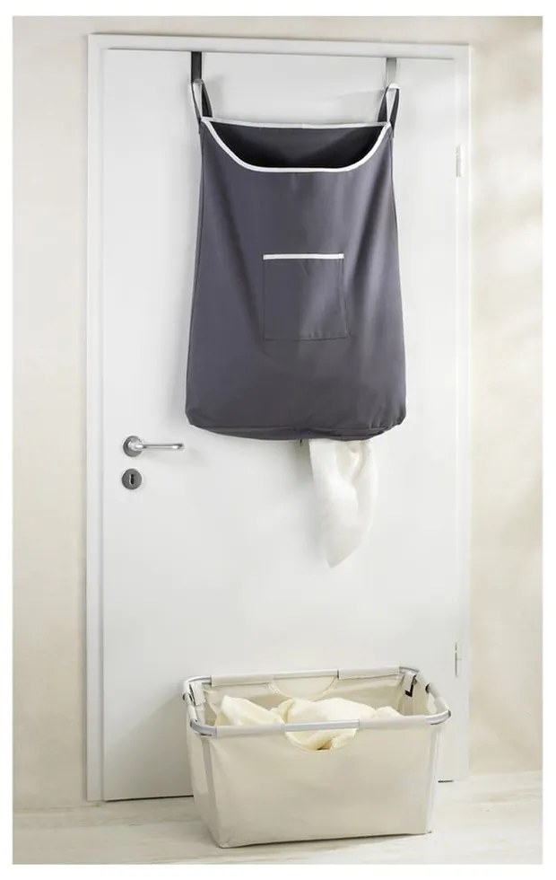 Sivý závesný kôš na bielizeň Wenko Door Laundry, 65 l