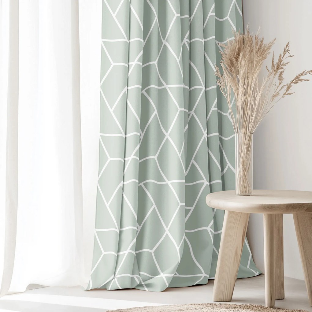 Goldea bavlnený záves - mozaika na šalviovom 160x150 cm