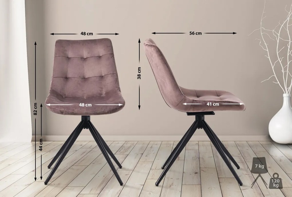 Jedálenská stolička Merna - zamat - Hnedá