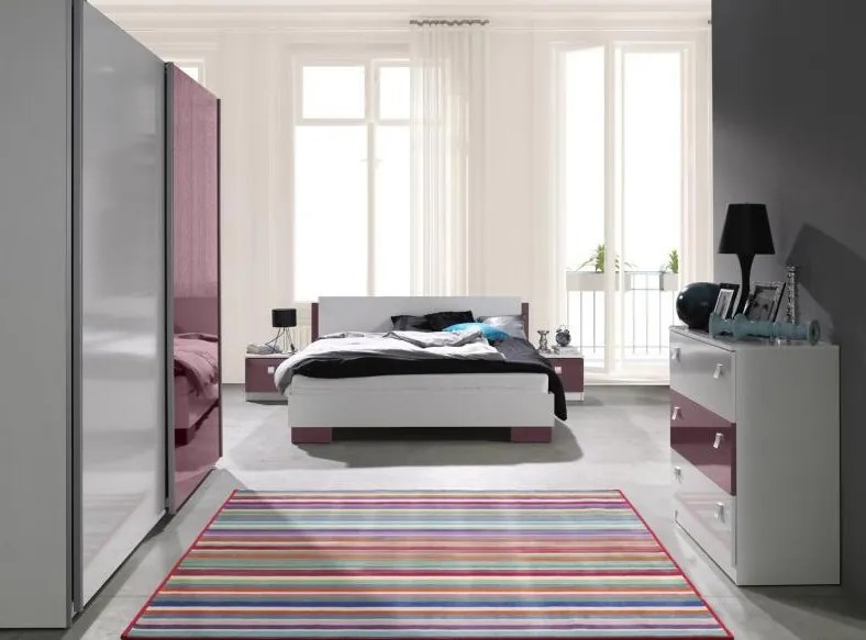 Spálňa Lux Farba: Biela / fialová lesk