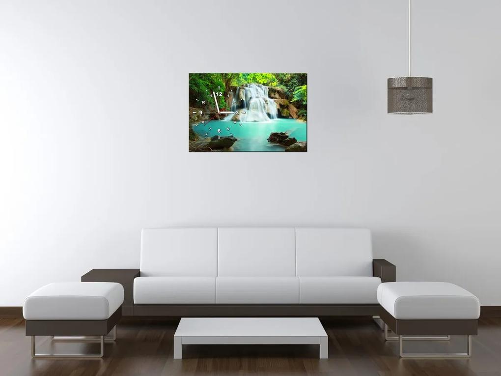 Gario Obraz s hodinami Vodopád v Thajsku Rozmery: 60 x 40 cm