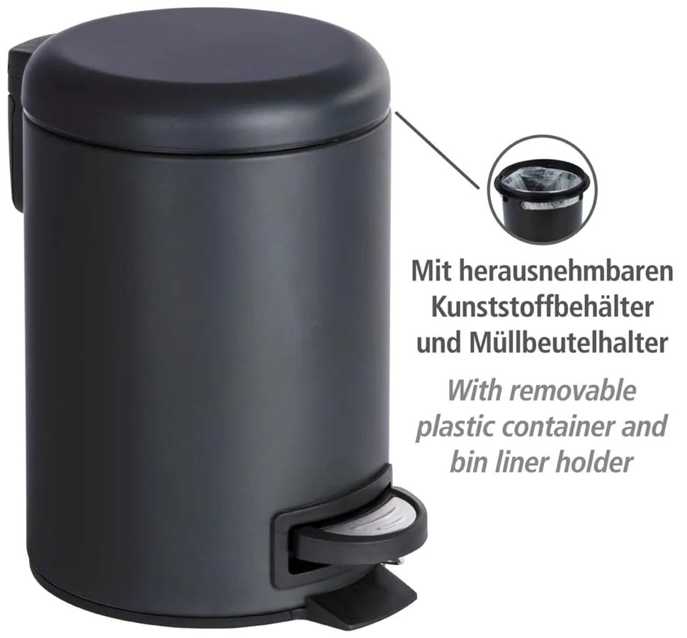 Odpadkový kôš v čiernej farbe Wenko Leman, 3 l