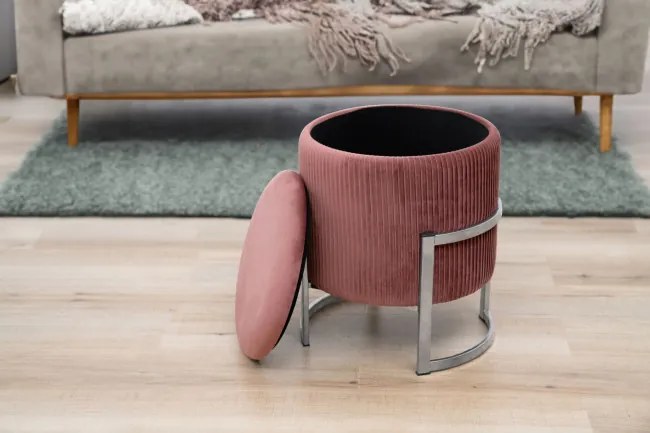 Úložná taburetka PORTO pudrovo ružová