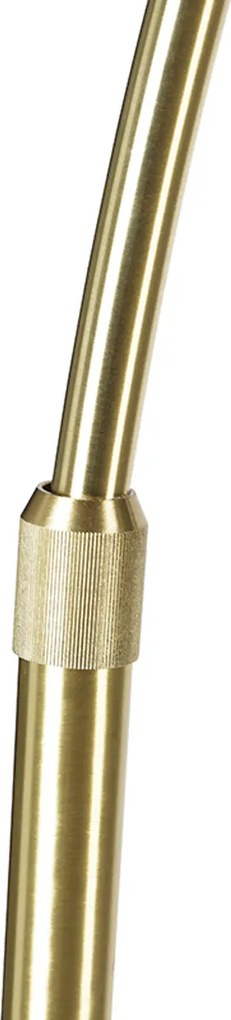 Mosadzná stojaca lampa s bielym a béžovým pruhovaným tienidlom 50 cm - XXL