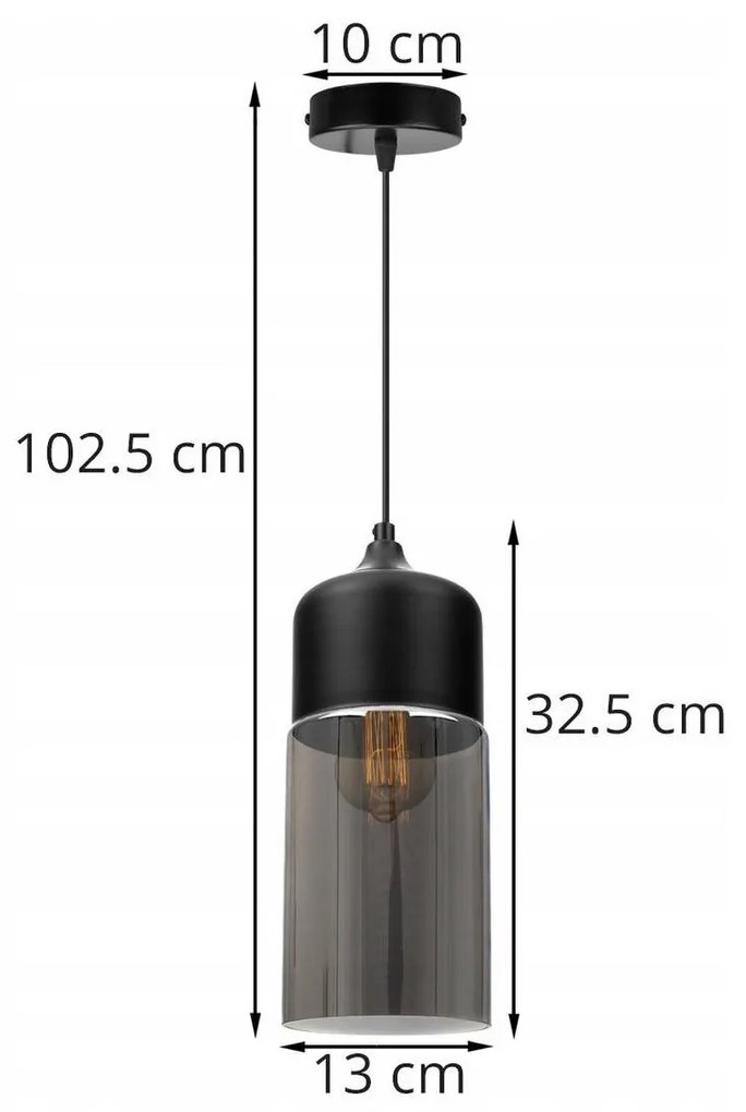 Závesné svietidlo OSLO 2, 1x čierne/grafitové sklenené tienidlo