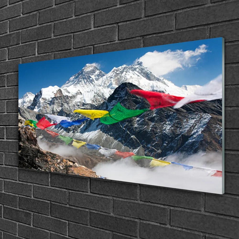 Obraz na skle Hory krajina 125x50 cm
