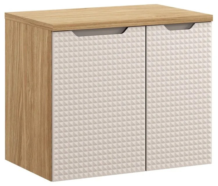 Závesná skrinka pod umývadlo Luxor Beige s doskou 70 cm béžová/dub olejovaný