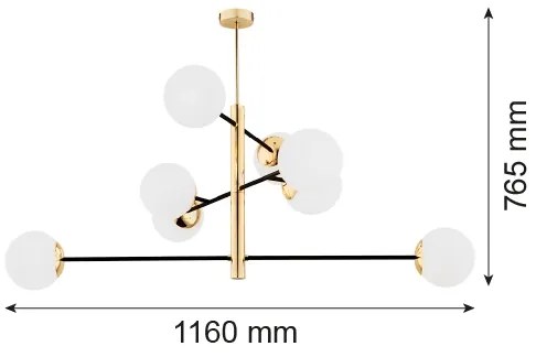 Argon 5041 - Luster na tyči CAMERON 8xE27/15W/230V mosadz/čierna