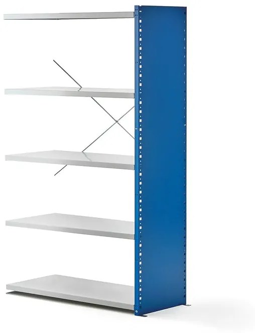Policový kovový regál MIX, prídavná sekcia, 1740x1000x400 mm, modrá, šedá