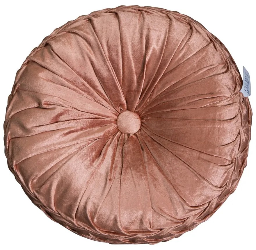 Ružový okrúhly zamatový vankúš Rosa - Ø 40cm