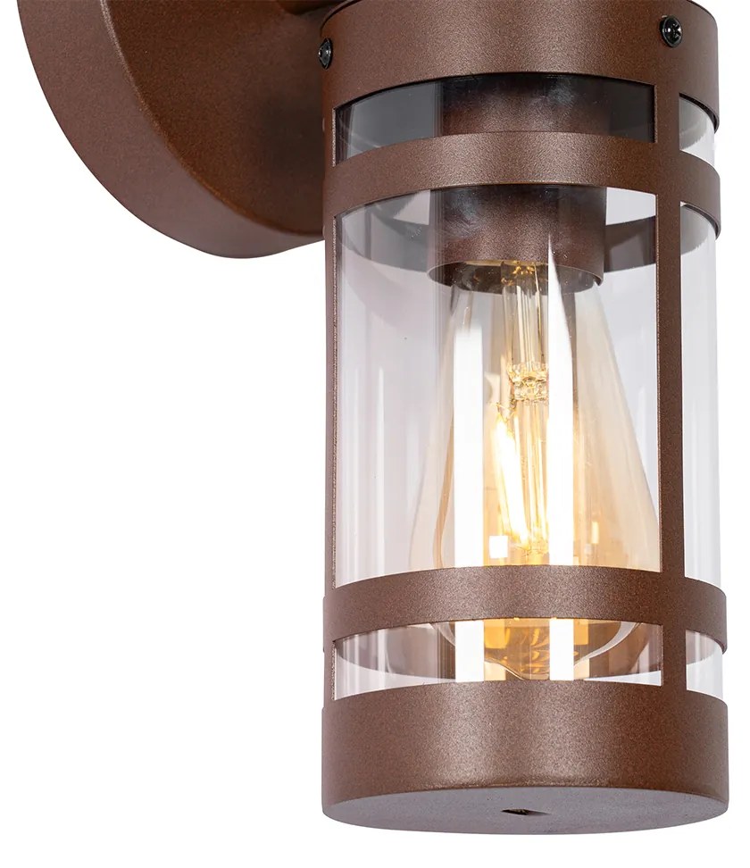 Vonkajšia nástenná lampa hrdzavohnedá IP44 so senzorom súmraku - Ruben