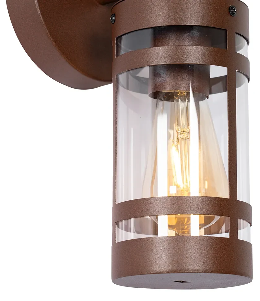 Vonkajšia nástenná lampa hrdzavohnedá IP44 so senzorom súmraku - Ruben
