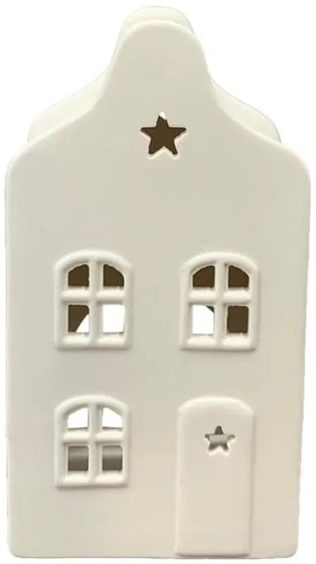 Krémový antik porcelánový domček na sviečku House Ivory - 5*4*10 cm