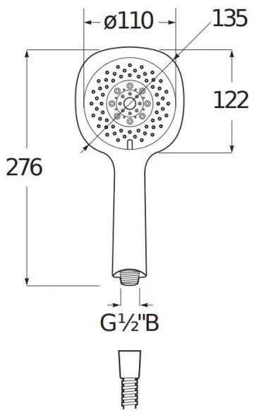 JIKA H3611X20044711 - Ručná sprcha CUBITO lesklý chróm
