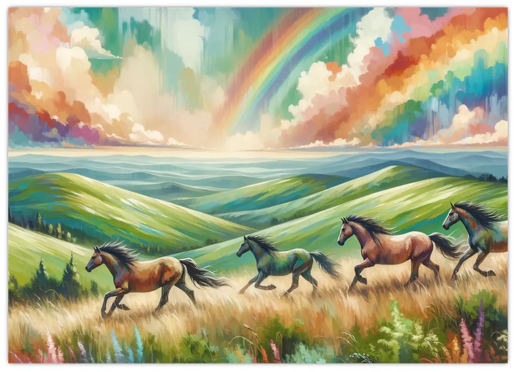 Obraz – Kone cválajúce krajinou (70x50 cm)
