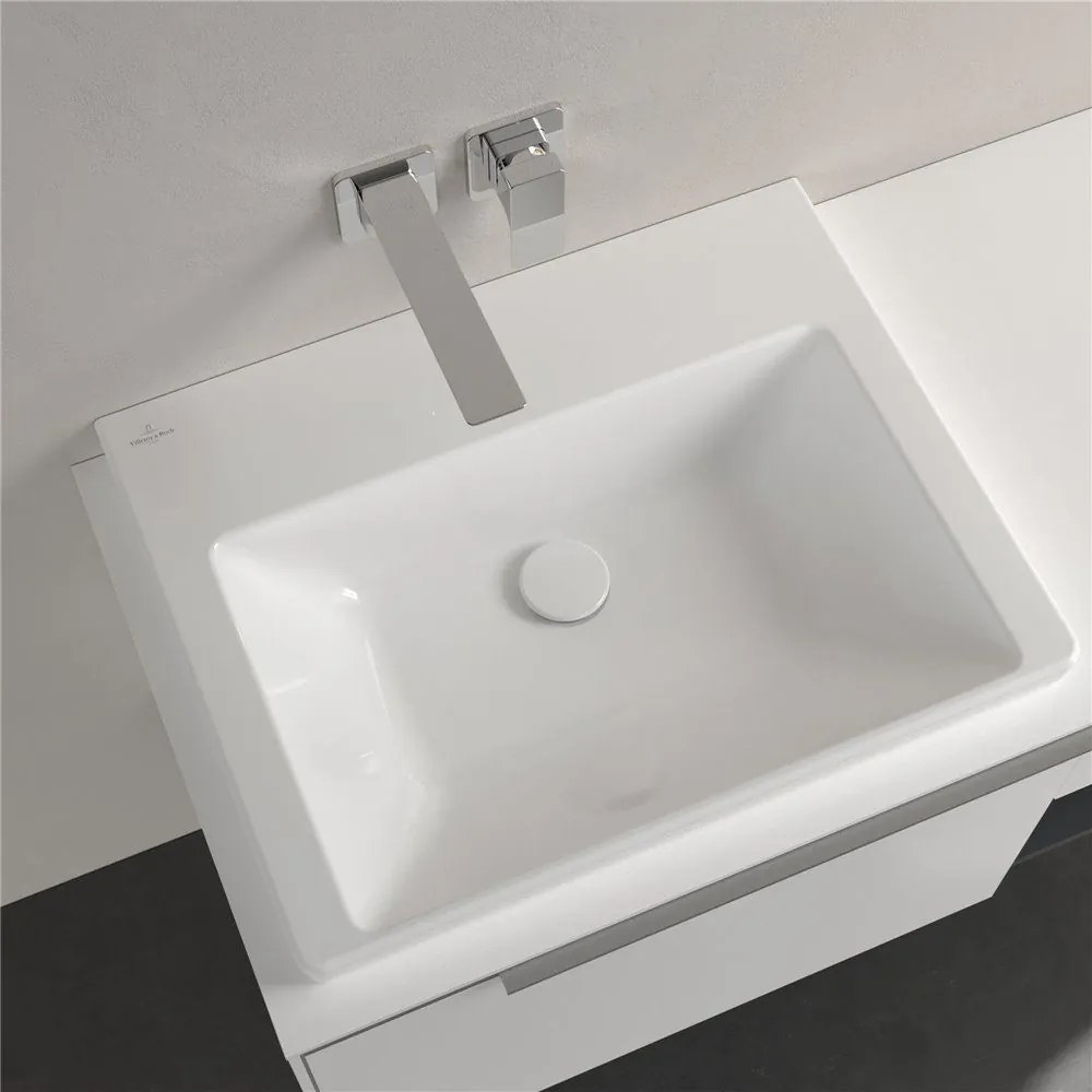 VILLEROY & BOCH Subway 3.0 umývadlo na skrinku bez otvoru, bez prepadu, spodná strana brúsená, 600 x 470 mm, biela alpská, 4A706F01