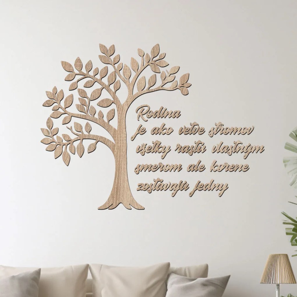 dřevo života Drevený strom Rodina sú korene Farebný vzor: Horsky dub, Rozmery (cm): 106x80
