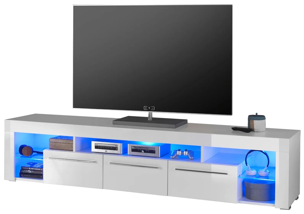 TV stolík/skrinka Torneros 02 (biela + lesk biely). Akcia -20%. Vlastná spoľahlivá doprava až k Vám domov. 1101302
