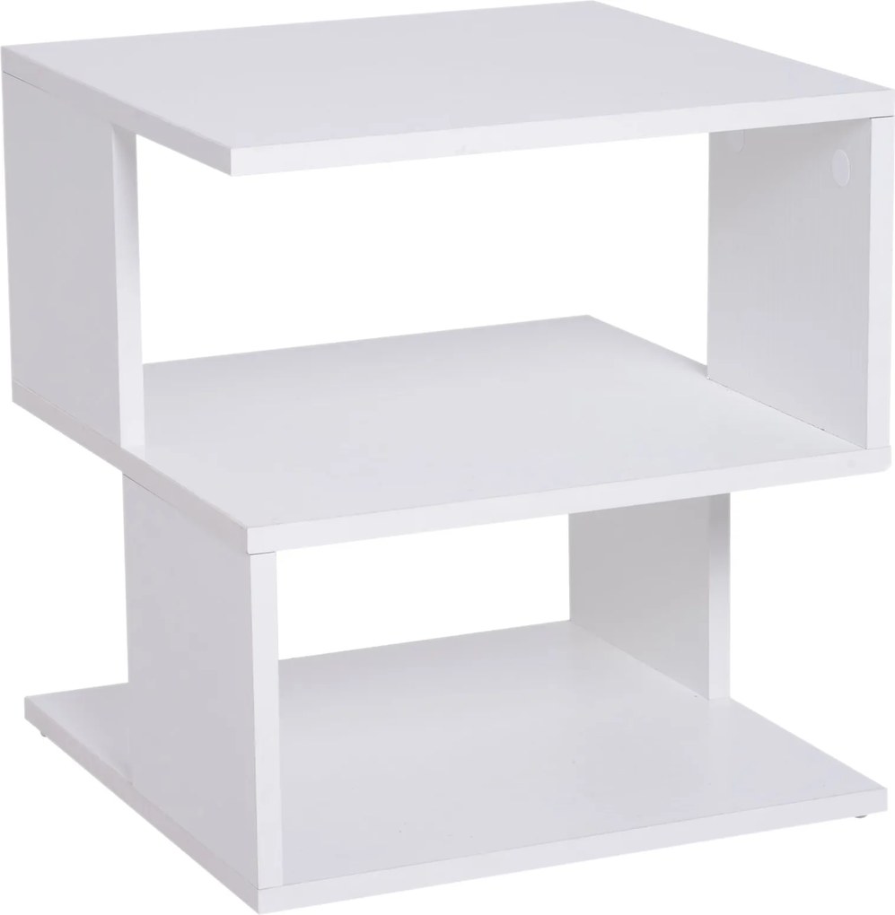 HOMCOM Kávový Stôl Nočný Stolík S Bočným Stolom s 2-Riavkovým Police pre Obývačku Spálňu Knižnicu 40x40x43 cm Biela | Aosom
