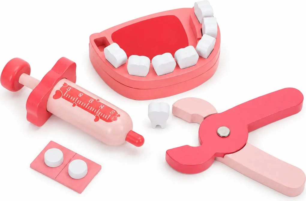 Drevený lekársky set ECOTOYS – lekárska taška, 26 dielov, hračka pre deti 3+