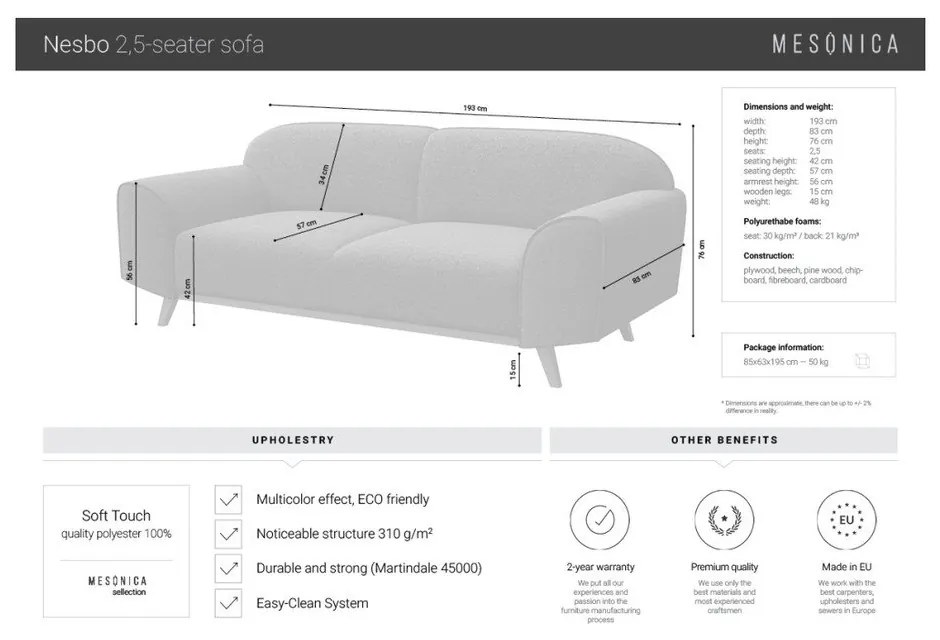 Tmavozelená pohovka 193 cm Nesbo – MESONICA