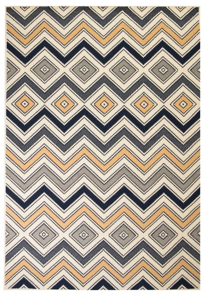 vidaXL Moderný koberec, zigzag dizajn, 160x230 cm, hnedý/čierny/modrý