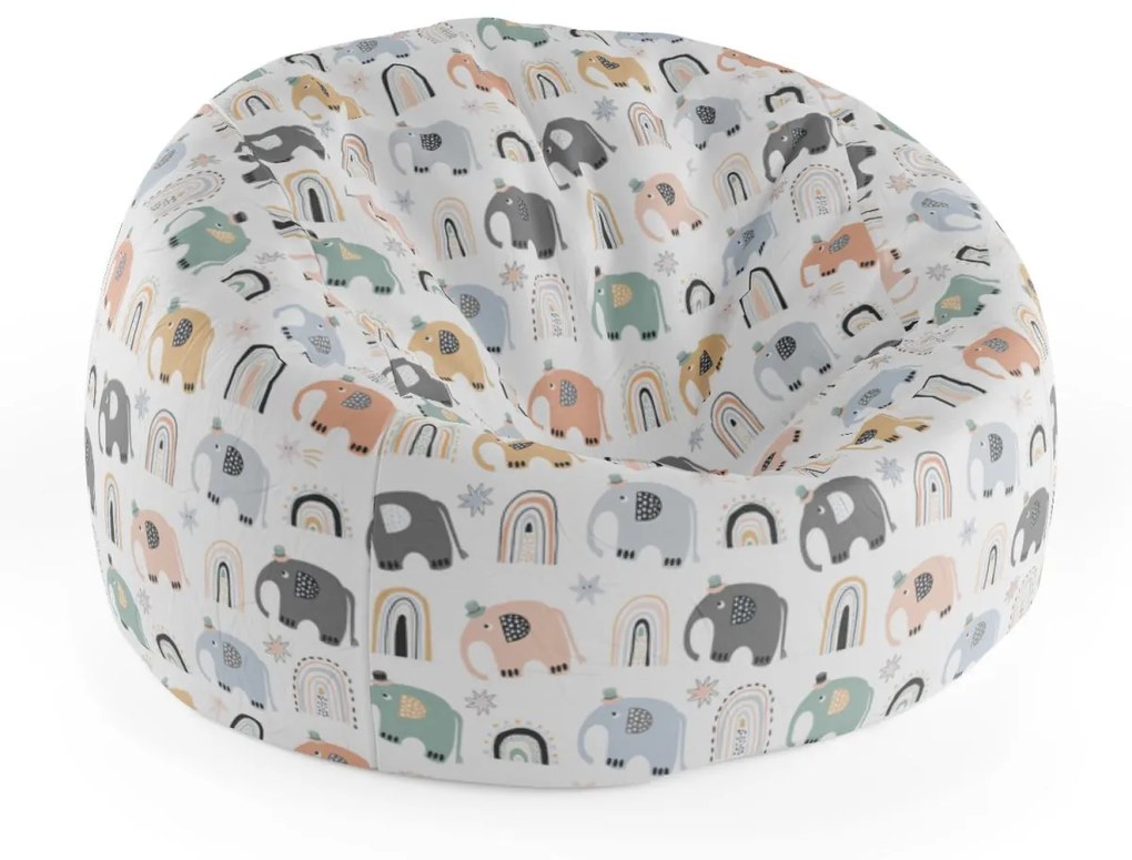 Sablio Sedací vak Cocoon Animované slony - 75 x 45 x 35 cm