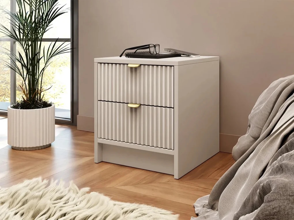 Nočný stolík Razimo 2SZ, Farby: Biely velvet