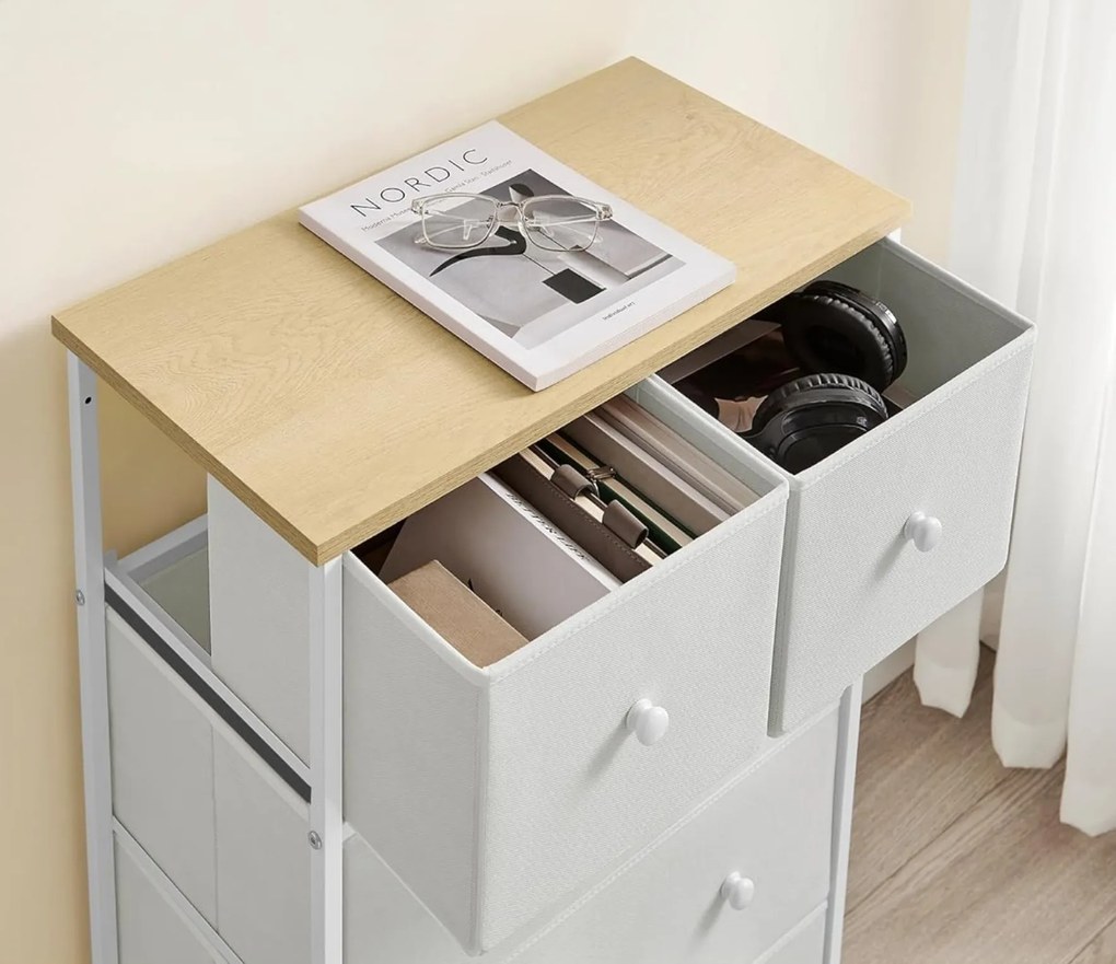 Komoda so zásuvkovými boxmi HALLY 53x93 cm, dub/biela