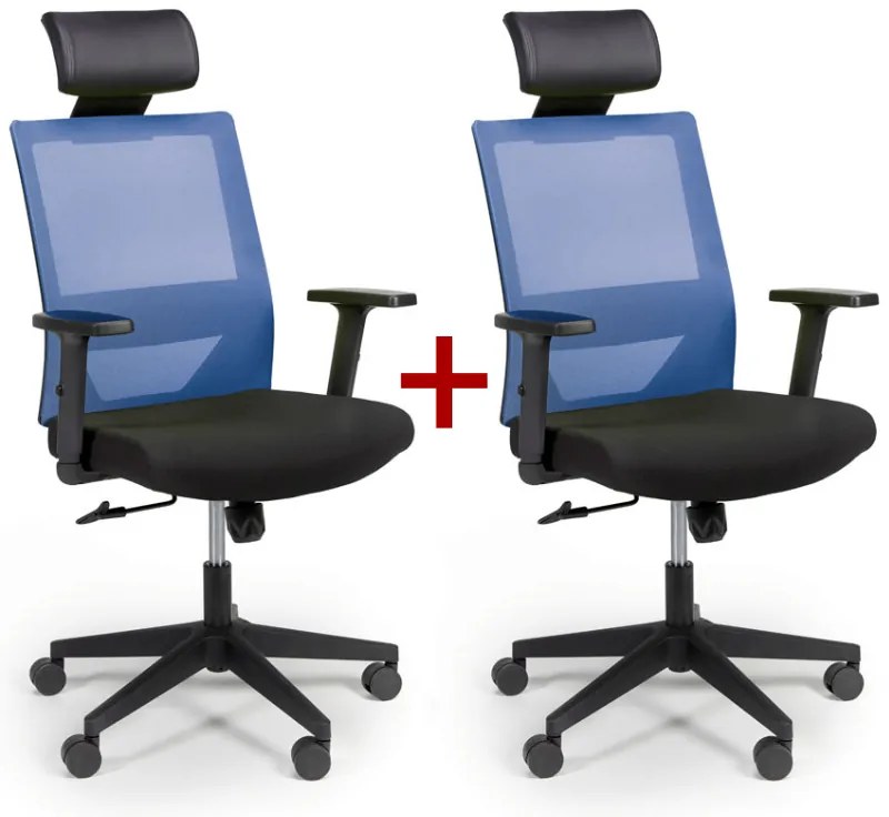 Kancelárska stolička WOLF 1+1 ZADARMO, modrá