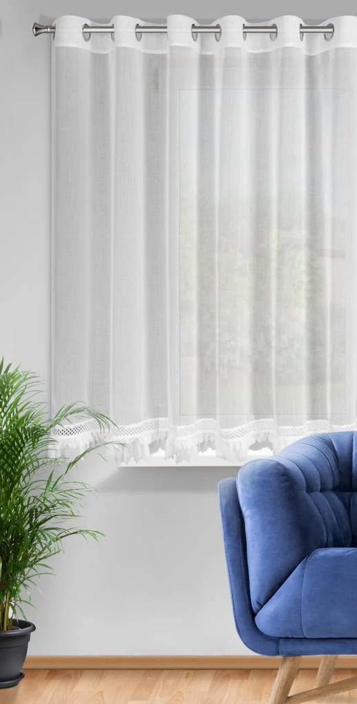 ZÁCLONA NA KRÚŽKOCH KIARA 350X150 CM BIELA