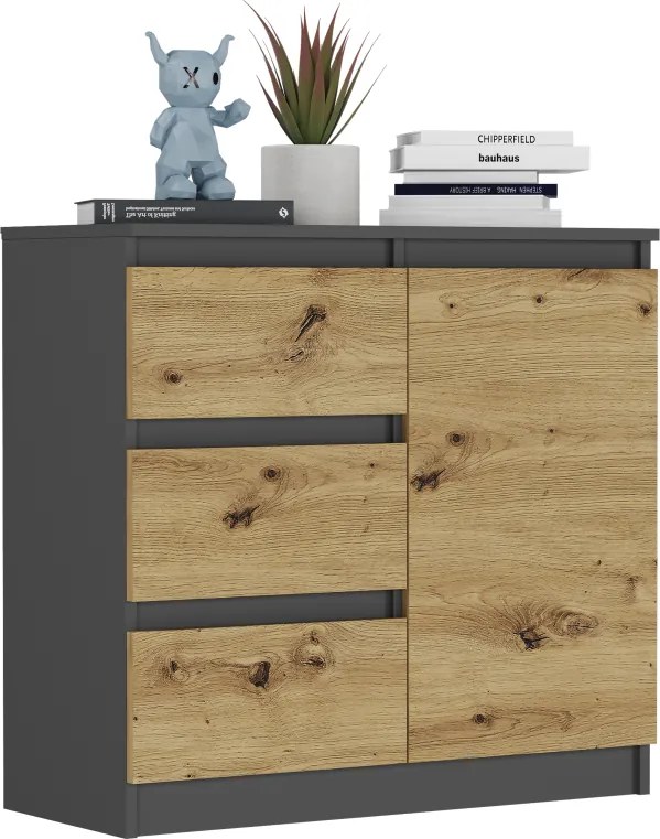 Komoda R-80-S3 so zásuvkami 80 cm - rôzne farebné prevedenia antracit