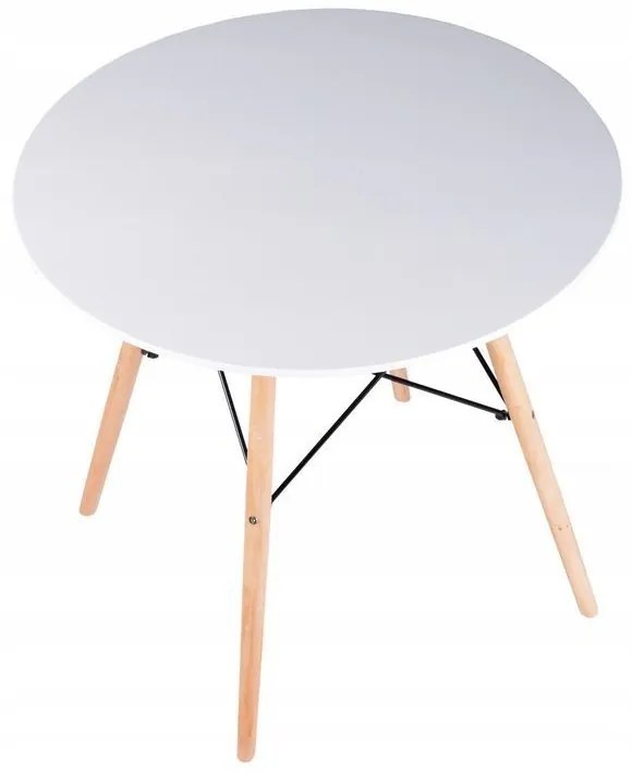 Okrúhly škandinávsky stôl bielej farby