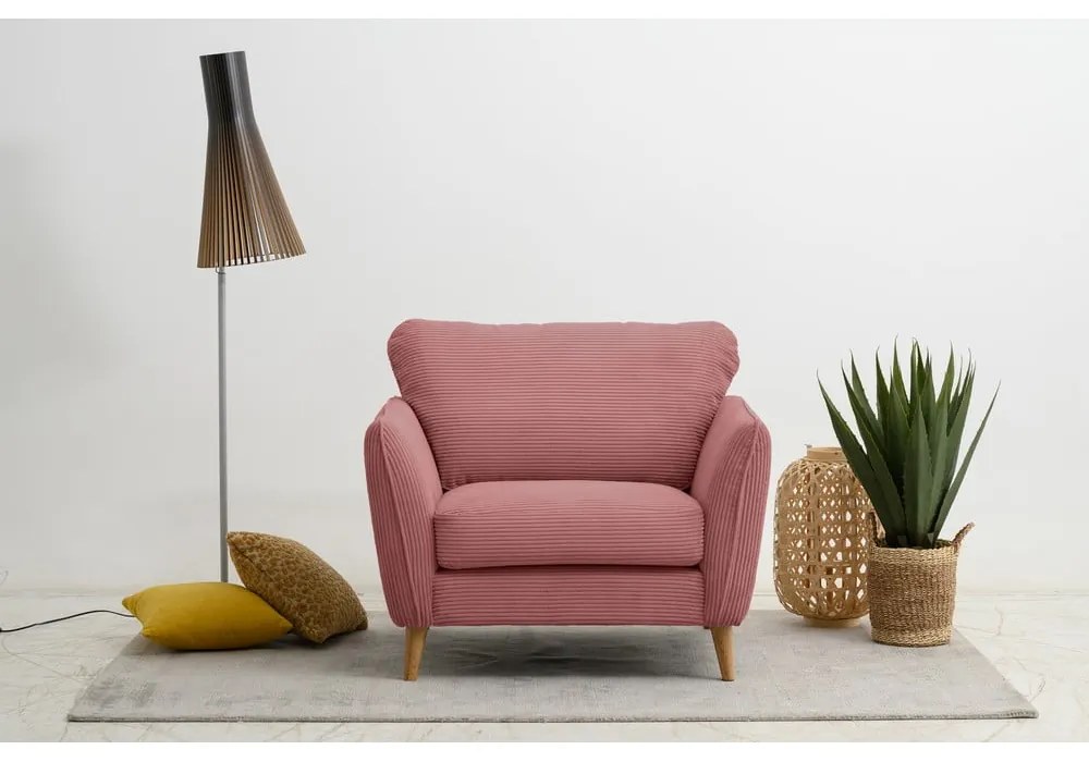 Ružové menčestrové kreslo Paris – Scandic