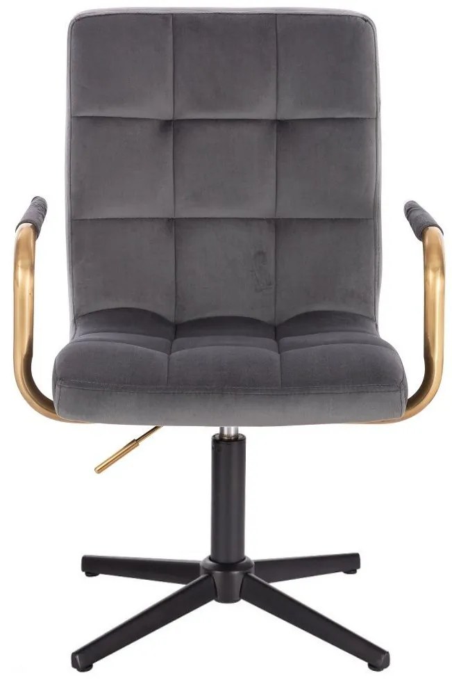 LuxuryForm DESIGN Stolička VERONA GOLD VELUR na čiernom kríži - tmavo šedá