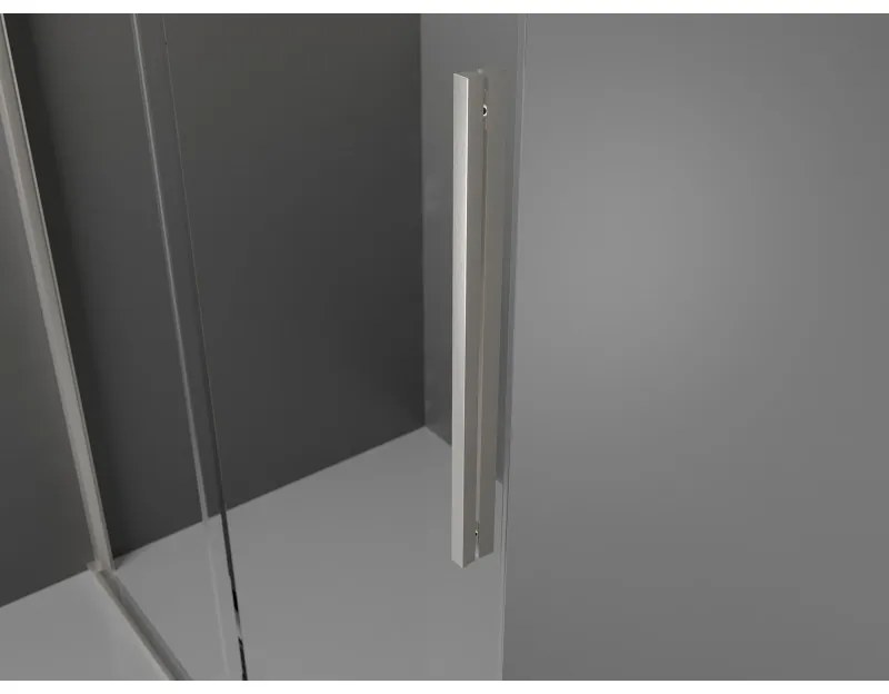 Mexen Velar, sprchový kút s posuvnými dverami 90 x 90 cm, 8mm šedé sklo, brúsená oceľ, 871-090-090-41-97