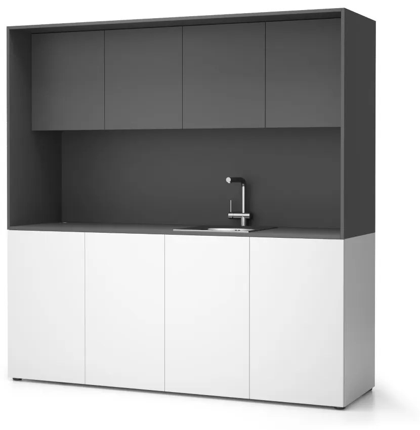 Kuchynka NIKA s drezom a batériou 1963 x 600 x 2000 mm, grafitová, pravá